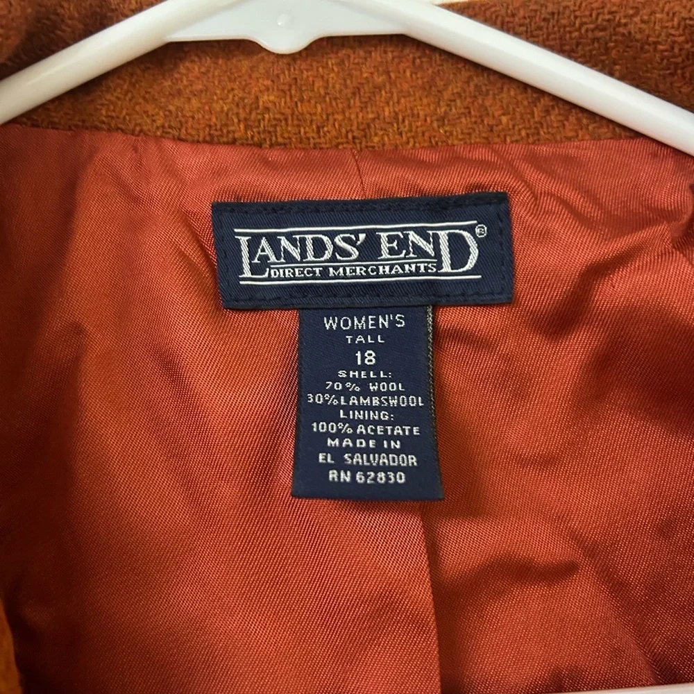 Vintage Lands’ End Women’s Blazer Wool Blend 18 Tall - Picture 3 of 6